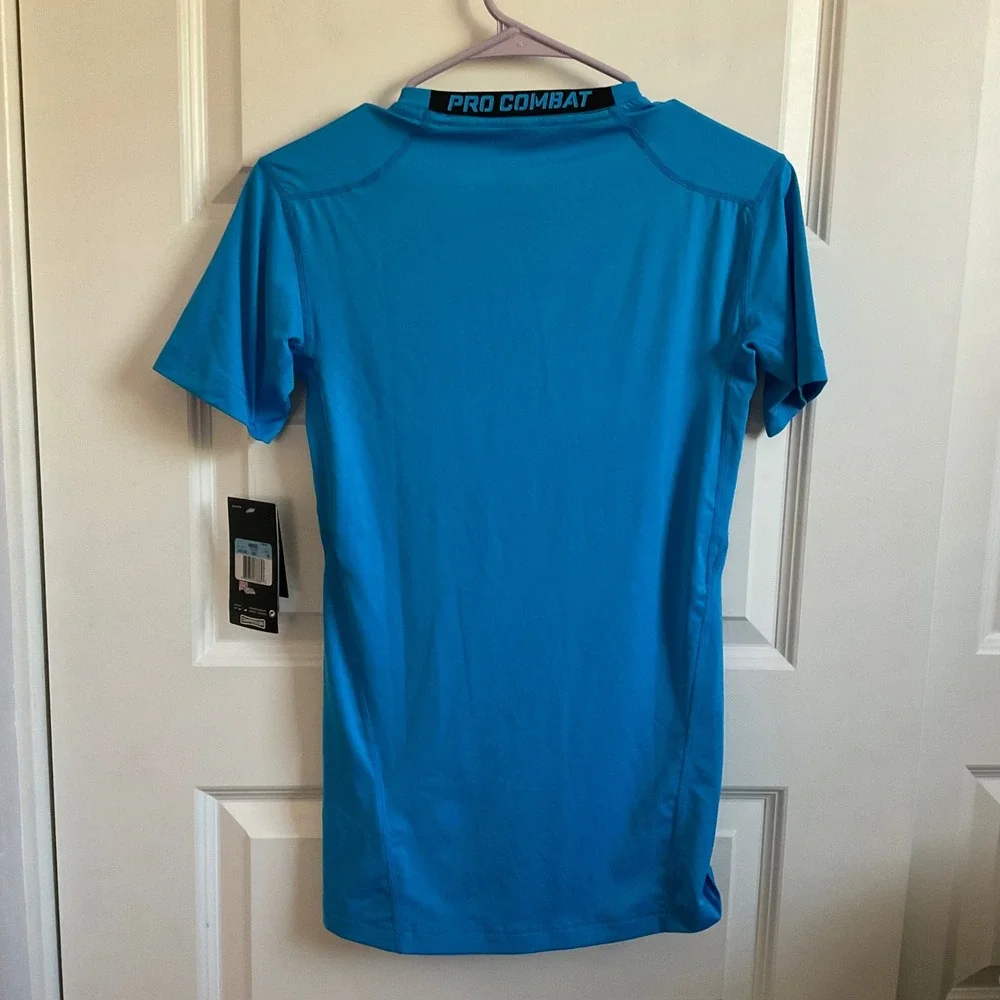 Nike Pro Combat Men's Blue Base Layer Compression Tee - Medium - NEW Workout Gym